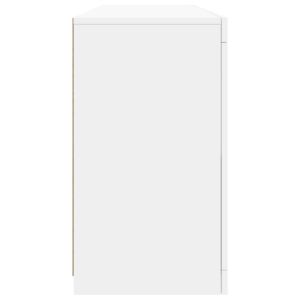 Сайдборд с LED светлини, бял, 163x37x67 см