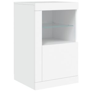 Сайдборд с LED светлини, бял, 163x37x67 см