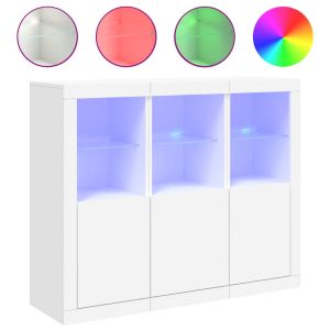 Сайдборди с LED осветление, 3 бр, бели, инженерно дърво