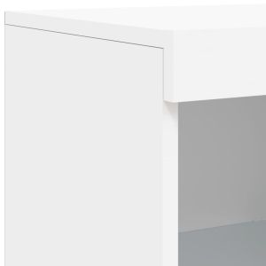 Сайдборди с LED осветление, 3 бр, бели, инженерно дърво