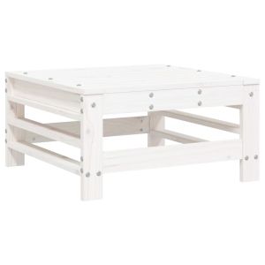 Градинска табуретка, бяла, борово дърво масив