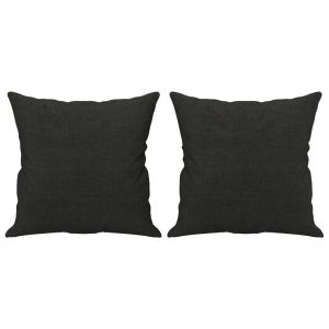 2-местен диван с декоративни възглавници черен 120 см плат