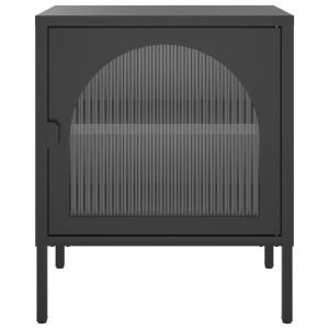 Нощно шкафче, черно, 50x35x60 см, стъкло и стомана