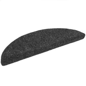 Самозалепващи се постелки за стълби, 15 бр., 56x17x3 см, тъмносиви, полукръгли