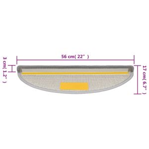 15 бр стелки за стълбища, светлосиви, 56x17x3 см