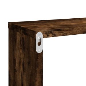 Стенни рафтове 4 бр опушен дъб 80x15x26,5 см инженерно дърво