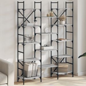 Етажерка за книги сив сонома 127,5x28,5x172,5см инженерно дърво