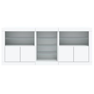 Сайдборд с LED светлини, бял, 181,5x37x67 см