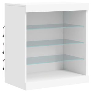 Сайдборд с LED светлини, бял, 181,5x37x67 см