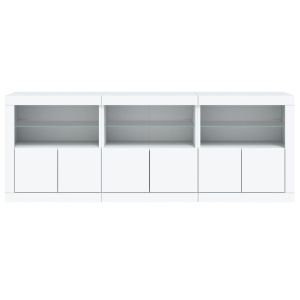 Сайдборд с LED светлини, бял, 181,5x37x67 см