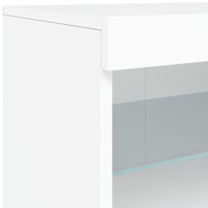 Сайдборд с LED светлини, бял, 181,5x37x67 см