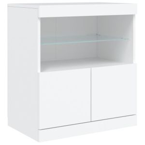 Сайдборд с LED светлини, бял, 283x37x67 см