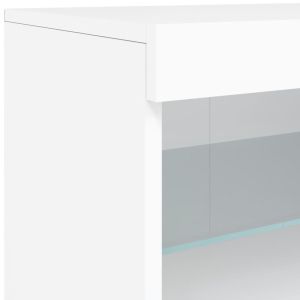 Сайдборд с LED светлини, бял, 283x37x67 см