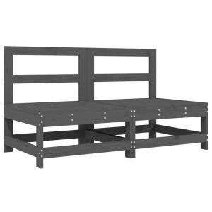 Градински средни дивани, 2 бр, сиви, бор масив