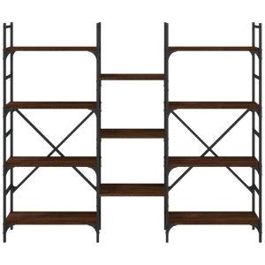 Етажерка за книги кафяв дъб 160x28,5x136,5 см инженерно дърво