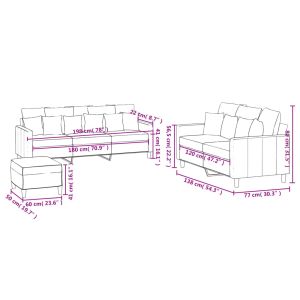 Комплект дивани от 3 части с възглавници, тъмносив, кадифе