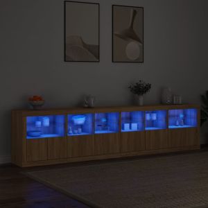 Сайдборд с LED светлини, сонома дъб, 283x37x67 см