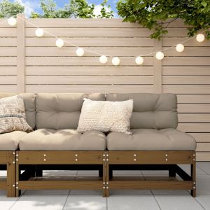 Градински средни дивани, 2 бр, меденокафяви, бор масив