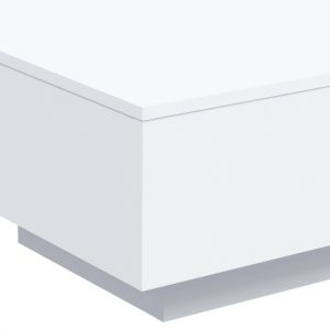 Маса за кафе с LED осветление, бяла, 55x55x31 см