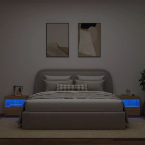 Нощни шкафчета с LED осветление, 2 бр, сонома дъб, 50x40x45 см