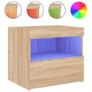Нощни шкафчета с LED осветление, 2 бр, сонома дъб, 50x40x45 см
