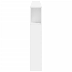 LED горна табла за легло бяла 200x18,5x103,5 см инженерно дърво