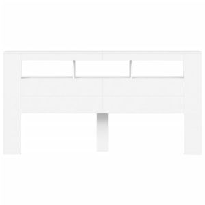 LED горна табла за легло бяла 200x18,5x103,5 см инженерно дърво