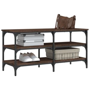 Пейка за обувки, кафяв дъб, 100x38,5x49 см, инженерно дърво