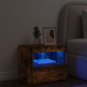 Нощно шкафче с LED осветление, опушен дъб, 50x40x45 см