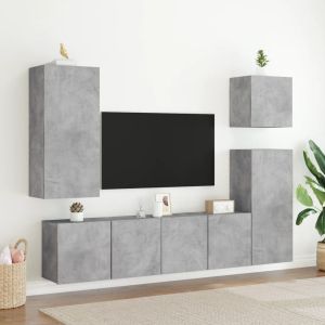 ТВ шкаф за стенен монтаж, бетонно сив, 80x30x41 см