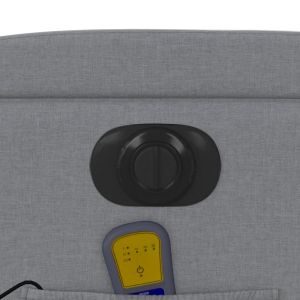 Електрически масажен реклайнер стол, светлосив, текстил