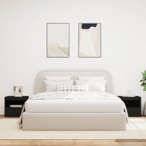 Нощни шкафчета с LED осветление, 2 бр, черни, 50x40x45 см