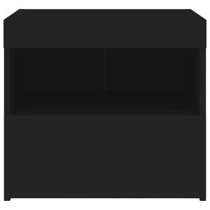 Нощни шкафчета с LED осветление, 2 бр, черни, 50x40x45 см