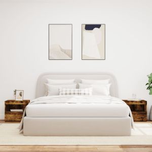 Нощни шкафчета с LED осветление, 2 бр, опушен дъб, 50x40x45 см