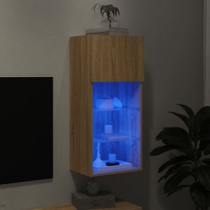 ТВ шкаф с LED осветление, дъб сонома, 40,5x30x90 см