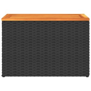 Градински масички 2 бр черни 55x34x37 см полиратан дърво масив