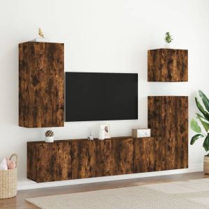 ТВ шкафове за стенен монтаж, 2 бр, опушен дъб, 80x30x41 см
