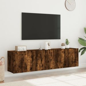 ТВ шкафове за стенен монтаж, 2 бр, опушен дъб, 80x30x41 см