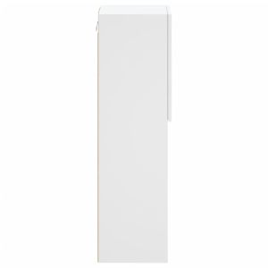 ТВ шкаф с LED осветление, бял, 30,5x30x102 см