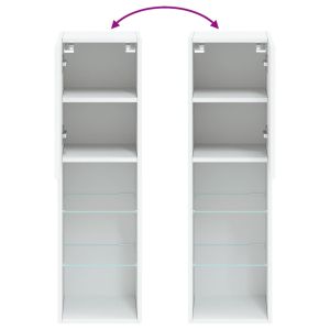 ТВ шкаф с LED осветление, бял, 30,5x30x102 см