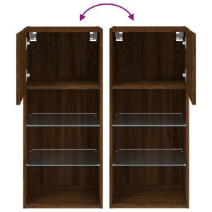 ТВ шкаф с LED осветление, кафяв дъб, 40,5x30x90 см