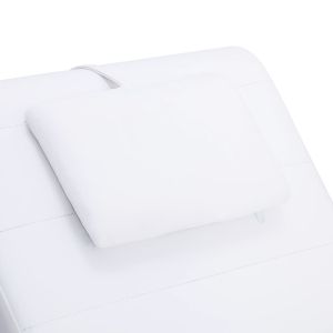 Масажираща кушетка с възглавница, бяла, изкуствена кожа