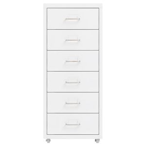 Мобилен офис шкаф, бял, 28x41x69 см, метал