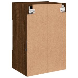 Стенни шкафове с LED светлини за телевизор, 2 бр, кафяв дъб, 40x30x60,5 см