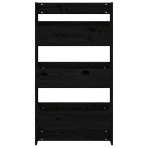 Стенни кашпи 3 нива 60x18,5x110 см черни бор масивна дървесина
