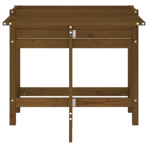 Градинска кашпа със сгъваем плот, меденокафява, масивен бор