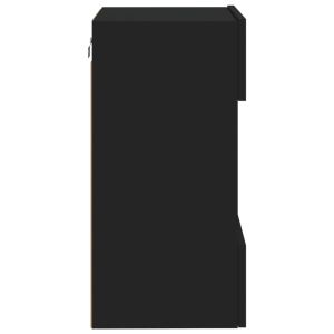 Стенен ТВ шкаф с LED осветление, черен, 40x30x60,5 см