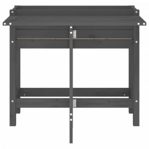 Градинска кашпа със сгъваем плот, сива, масивен бор