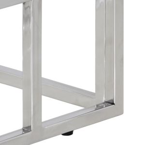 Конзолна маса, сребриста, неръждаема стомана и закалено стъкло