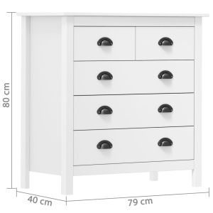 Сайдборд Hill бял 79x40x80 см борово дърво масив